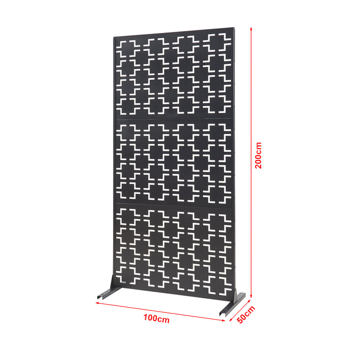 Pannello Divisorio Aaskis Struttura Traforata in Acciaio 200 x 100 cm Nero casa.pro