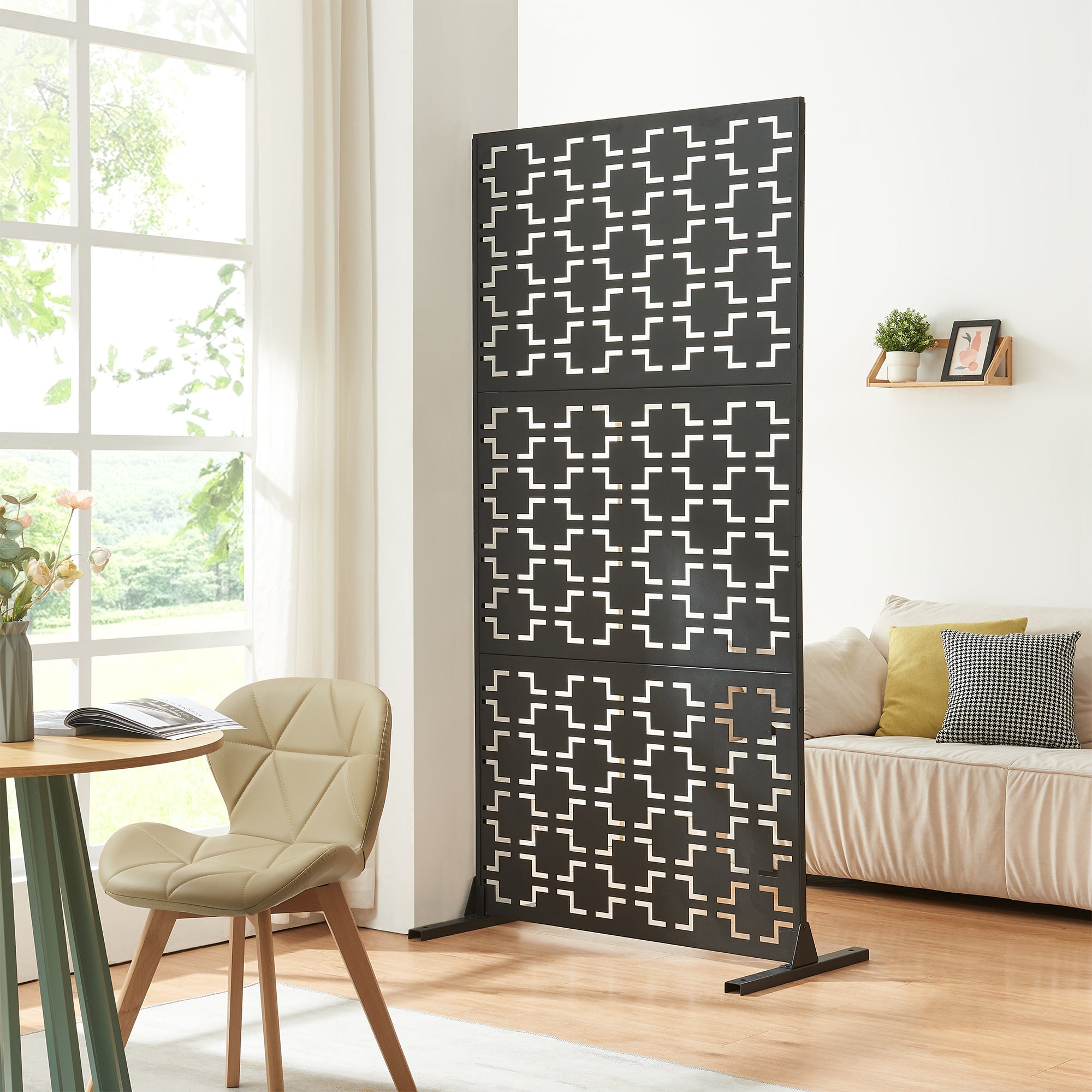 Pannello Divisorio Aaskis Struttura Traforata in Acciaio 200 x 100 cm Nero casa.pro