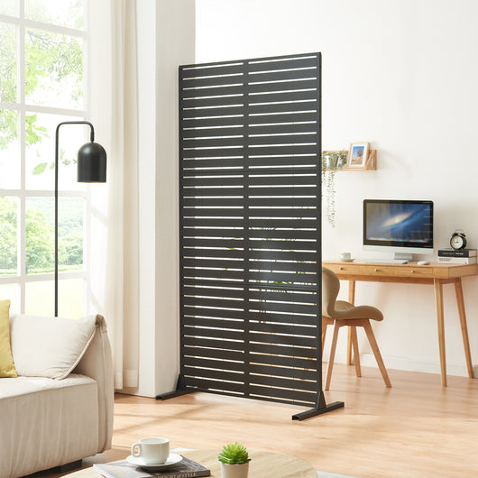 Pannello Divisorio Trolu Struttura Traforata in Acciaio 200 x 100 cm Nero casa.pro