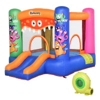 Casa Gioco Castello Gonfiabile Gigante per Bambini 3-8 anni Trampolino Rimbalzante Colorato con Scivolo e Canestro 250cmx180cmx175cm