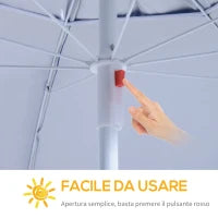 Ombrellone Tenda Parasole 2 in 1 con Protezione UV 50, in Poliestere e Ferro, 2x2.2 m, Blu