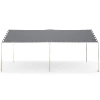 Pensilina per Auto 6 x 3 m, Struttura in Acciaio Zincato Robusto, Tetto in PE ad Alta Densità, Grigio