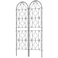 Support per Piante Rampicanti con Motivo, Set di 2 Tralicci da Giardino per Viti, Fiori, Verdure, in Metallo, 50 x 180 cm, Nero