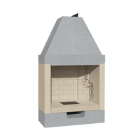 Camino legna prefabbricato refrattario focolare aperto m80 ref riscaldamento