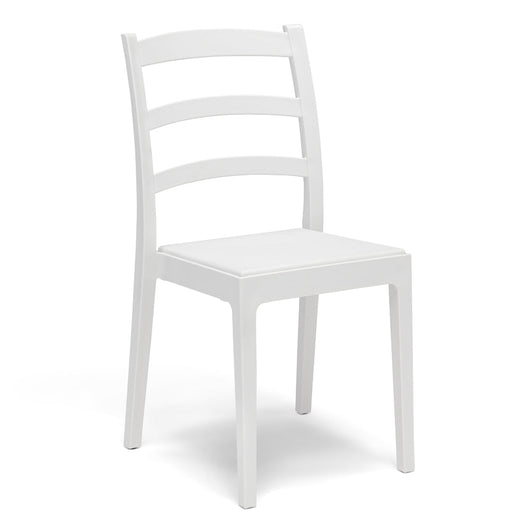 Set 2 sedie in polipropilene REA, MADE IN ITALY, impilabile, resistente ai raggi UV, design classico, ideale per sala da pranzo, cucina, sala d’attesa, bar, ristoranti o giardino, colore Bianco