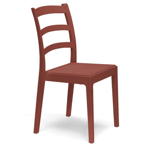 Set 4 Sedie in polipropilene REA, MADE IN ITALY, impilabile, resistente ai raggi UV, design classico, ideale per sala da pranzo, cucina, sala d’attesa, bar, ristoranti o giardino, colore Rosso