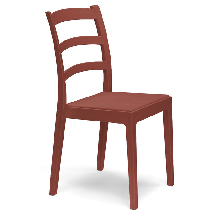 Set 4 Sedie in polipropilene REA, MADE IN ITALY, impilabile, resistente ai raggi UV, design classico, ideale per sala da pranzo, cucina, sala d’attesa, bar, ristoranti o giardino, colore Rosso