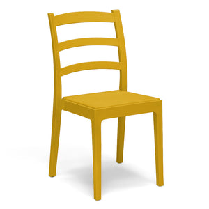 Set 4 Sedie in polipropilene REA, MADE IN ITALY, impilabile, resistente ai raggi UV, design classico, ideale per sala da pranzo, cucina, sala d’attesa, bar, ristoranti o giardino, colore Senape