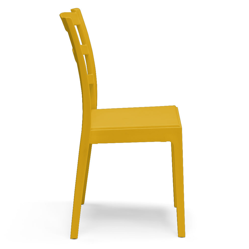 Set 2 Sedie in polipropilene REA, MADE IN ITALY, impilabile, resistente ai raggi UV, design classico, ideale per sala da pranzo, cucina, sala d’attesa, bar, ristoranti o giardino, colore Senape