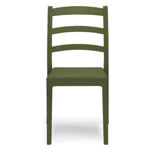 Set 2 Sedie in polipropilene REA, MADE IN ITALY, impilabile, resistente ai raggi UV, design classico, ideale per sala da pranzo, cucina, sala d’attesa, bar, ristoranti o giardino, colore Verde Oliva