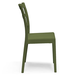 Set 2 Sedie in polipropilene REA, MADE IN ITALY, impilabile, resistente ai raggi UV, design classico, ideale per sala da pranzo, cucina, sala d’attesa, bar, ristoranti o giardino, colore Verde Oliva