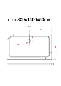 Piatto Doccia Rettangolare Ribassato In Abs H 5cm Con Piletta Inclusa 80x140