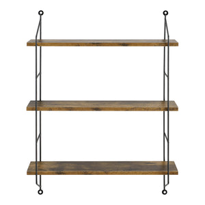 Scaffale da Parete Ösel a 3 Ripiani Regolabili 48 x 15 x 63.5 cm Effetto Legno Scuro / Nero [en.casa]