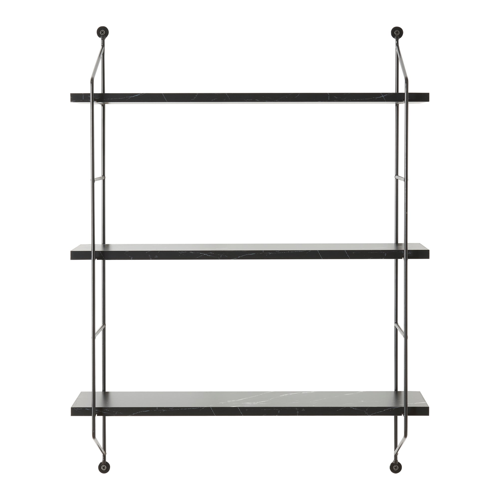 Scaffale da Parete Ösel a 3 Ripiani Regolabili 48 x 15 x 63.5 cm Effetto Marmo Nero / Nero [en.casa]