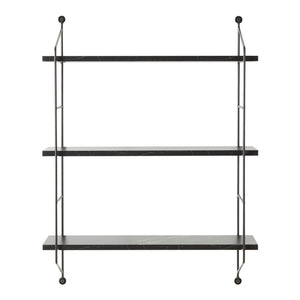 Scaffale da Parete Ösel a 3 Ripiani Regolabili 48 x 15 x 63.5 cm Effetto Marmo Nero / Nero [en.casa]
