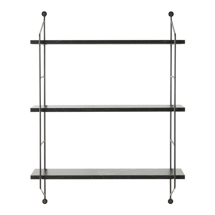 Scaffale da Parete Ösel a 3 Ripiani Regolabili 48 x 15 x 63.5 cm Effetto Marmo Nero / Nero [en.casa]