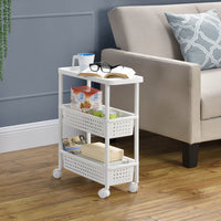 Carrello Portaoggetti a 3 Ripiani Scaffale Stretto con Ruote 77 x 22 x 48 cm - Bianco [en.casa]