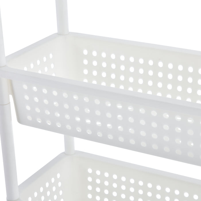 Carrello Portaoggetti a 4 Ripiani Scaffale Stretto con Ruote 100 x 22 x 48 cm - Bianco [en.casa]