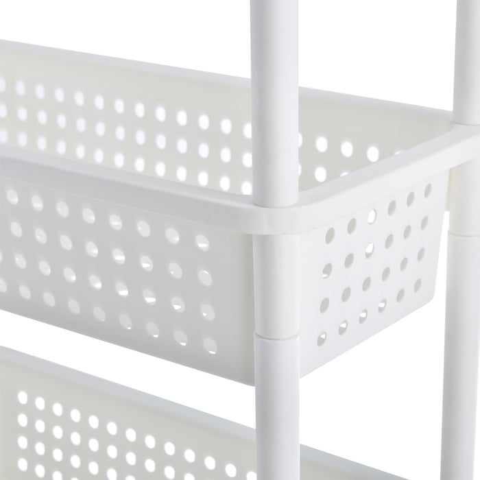 Carrello Portaoggetti a 4 Ripiani Scaffale Stretto con Ruote 100 x 22 x 48 cm - Bianco [en.casa]