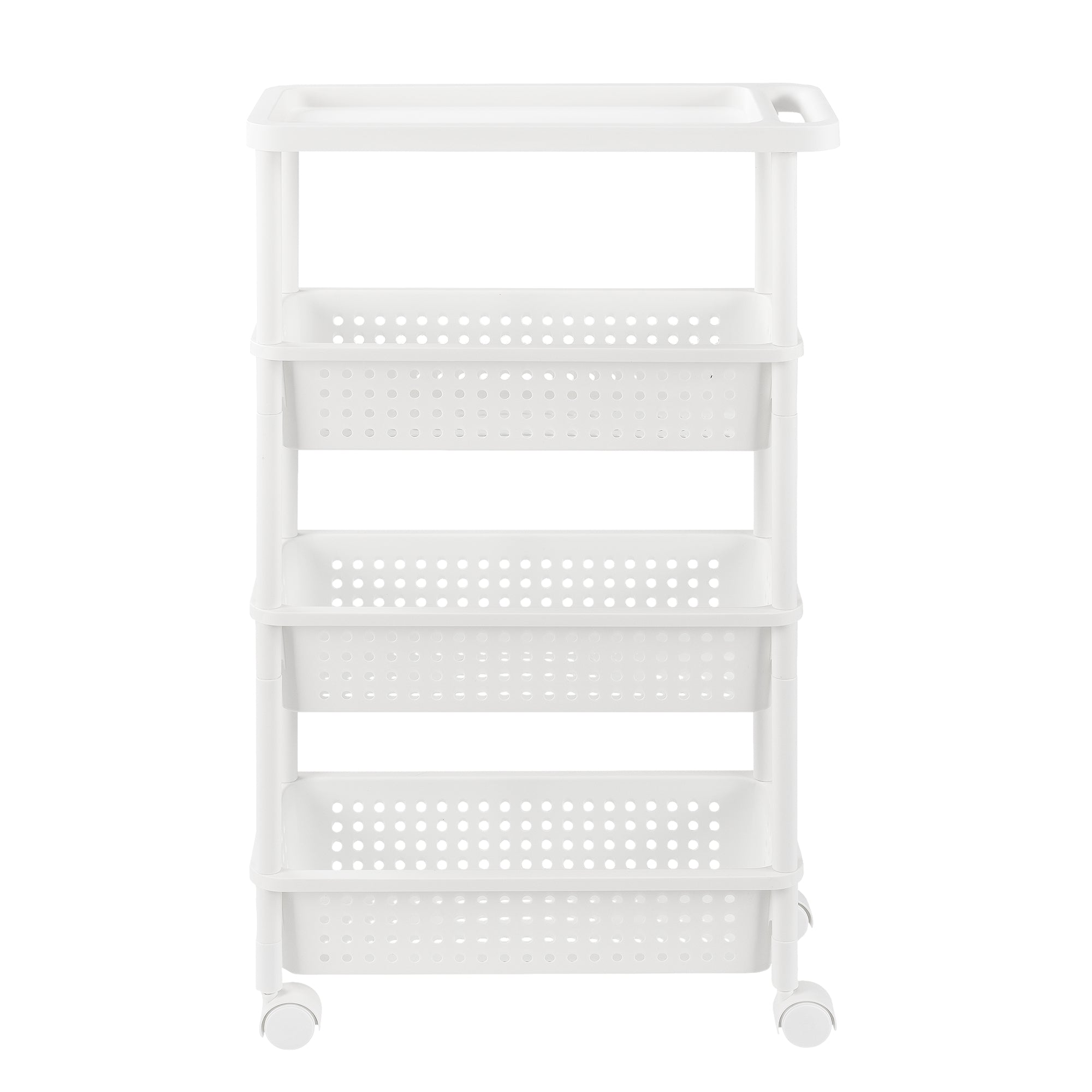 Carrello Portaoggetti a 4 Ripiani Scaffale Stretto con Ruote 100 x 22 x 48 cm - Bianco [en.casa]