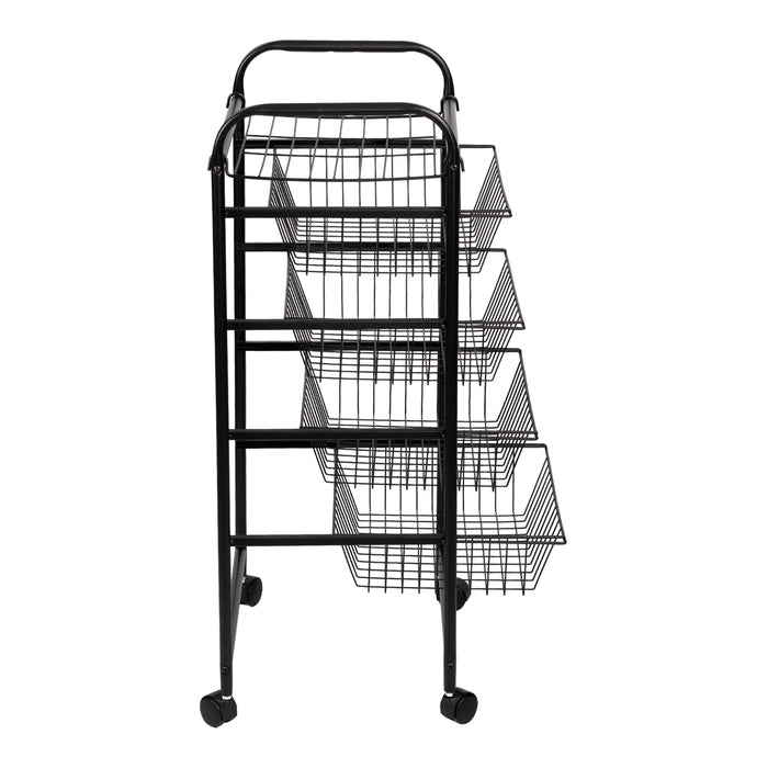 Carrello da Cucina 'Rudbjerg' Carrello con 4 Cesti a Rete e Piano Rimovibile Scaffale per Conservare Frutta e Verdura