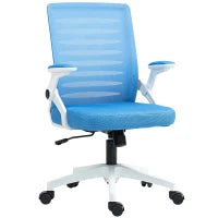 Sedia Ergonomica Girevole ad Altezza Regolabile con Braccioli, 54x54x89-99 cm, Bianca e Azzurra