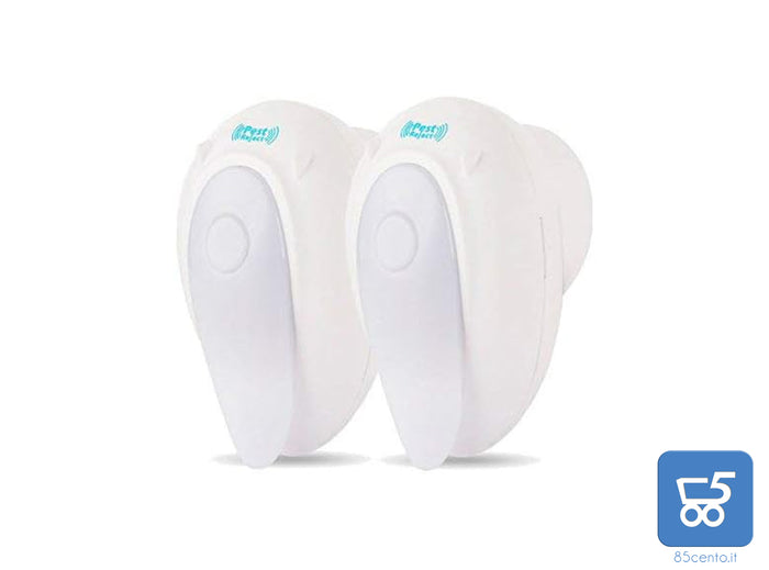 Repellente Zanzare Ultrasuoni Spina Europea Luce LED Notturna Topi Insetti 2 pezzi
