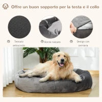Cuccia per Cani Imbottita con Bordi Rialzati e Rivestimento Sfoderabile, 132x89x28cm, Grigio Scuro