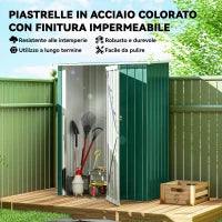 Casetta Porta Attrezzi Capanno in Acciaio Impermeabile 142x84x189cm