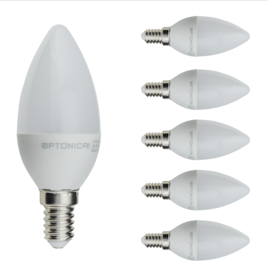 Lampadina led candela e14 6watt resa 40watt risparmio energetico 4500k pezzi 6
