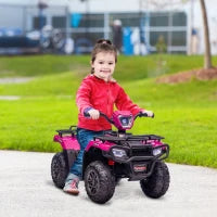 Quad elettrico per bambini 12V, con doppio motore, fari e musica, 88x45x50cm, Rosa