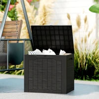 Baule da Giardino con Maniglie, Contenitore Porta Attrezzi Impermeabile, 56x41x50 cm, Nero