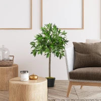 Set di 2 Alberi di Alloro in Vaso Artificiali Altezza 90cm per Interni ed Esterni