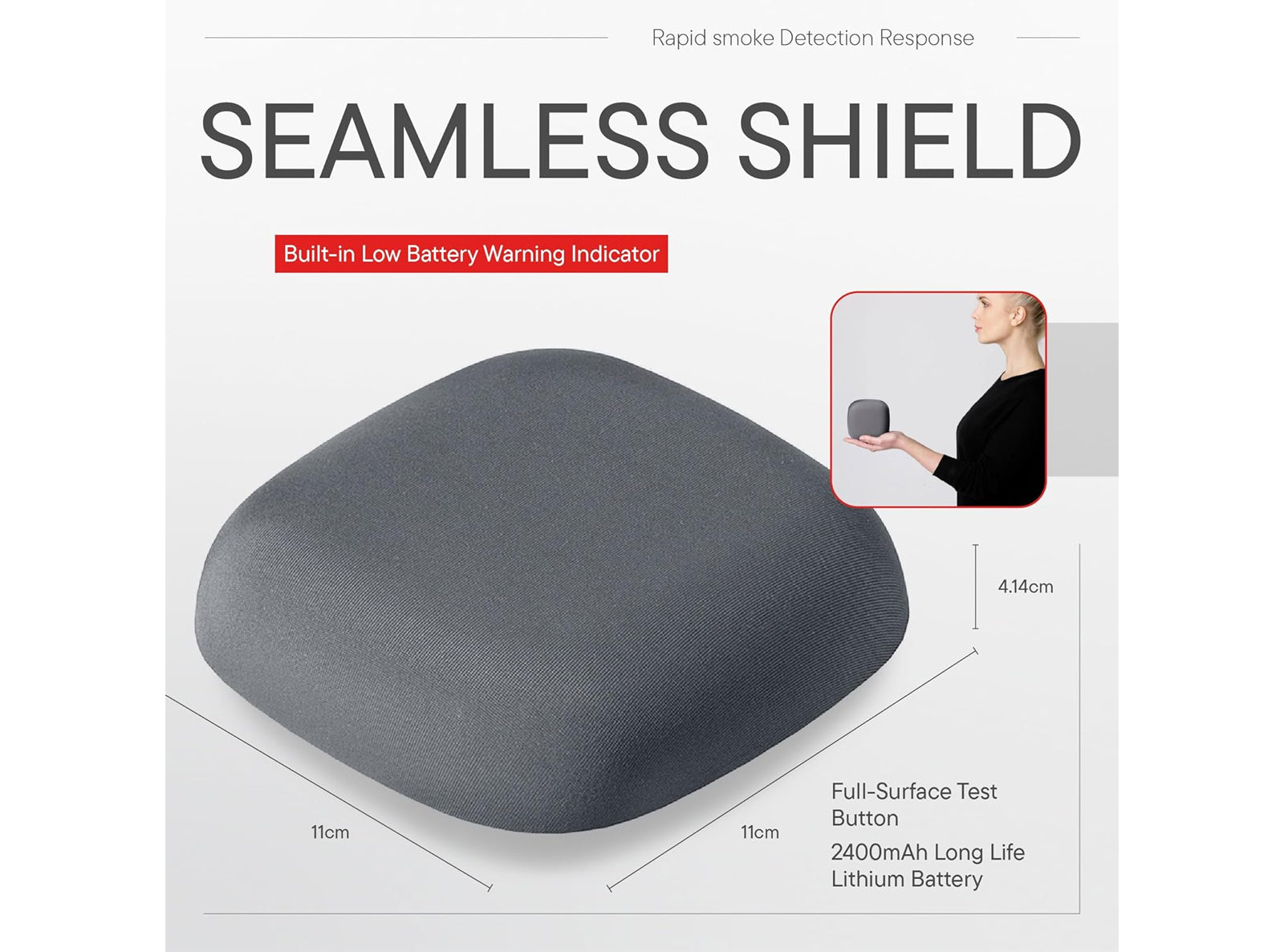 Rilevatore di Fumo e Incendio con Batteria Integrata Allarme da 85dB con Materiale di Montaggio