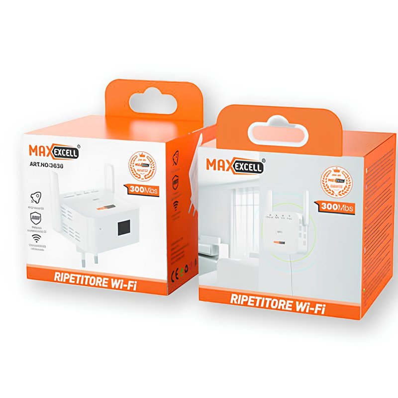 Ripetitore Wireless Wifi Extender Velocità Banda 300Mbps con Due Antenne Esterne Configurazione Facile e Veloce Bianco