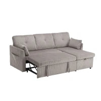 Divano Componibile a L in Velluto, Divano letto reclinabile estraibile convertibile, con sedili portaoggetti, Grigio chiaro