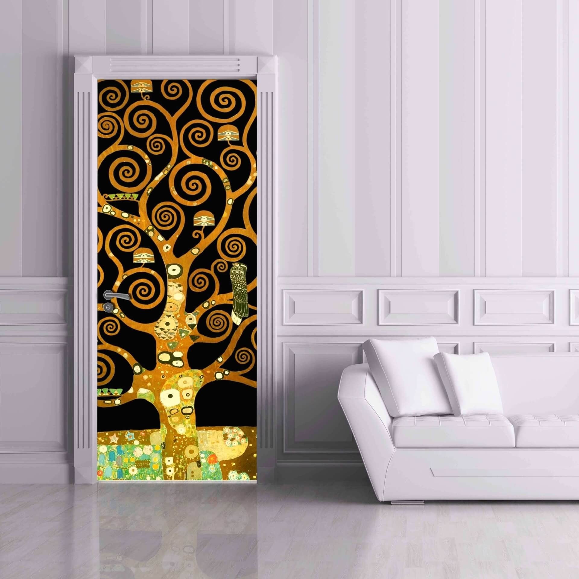 Decorazione per Porta Autoadesiva Facile da Applicare 210x83 cm Door Cover Tree of Life - Black