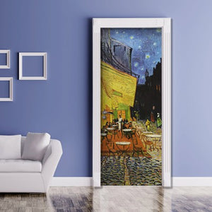 Decorazione per Porta Autoadesiva Facile da Applicare 210x83 cm Door Cover Caf de Nuit - Van Gogh