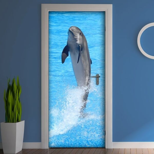 Decorazione per Porta Autoadesiva Facile da Applicare 210x83 cm Door Cover Dolphin