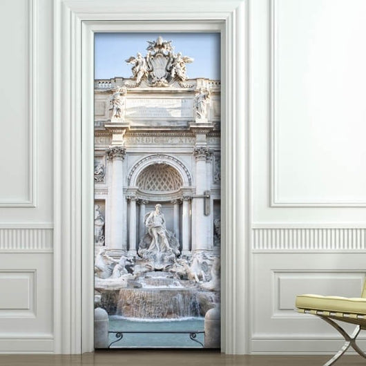 Decorazione per Porta Autoadesiva Facile da Applicare 210x83 cm Door Cover Rome Fontana di Trevi