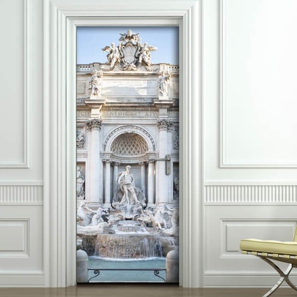 Decorazione per Porta Autoadesiva Facile da Applicare 210x83 cm Door Cover Rome Fontana di Trevi