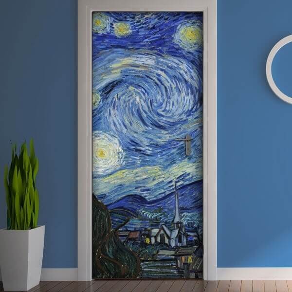Decorazione per Porta Autoadesiva Facile da Applicare 210x83 cm Door Cover Starry Night