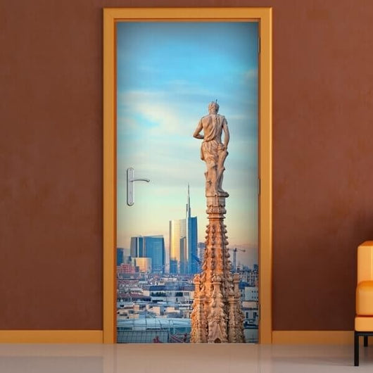 Decorazione per Porta Autoadesiva Facile da Applicare 210x83 cm Door Cover Milan Spire