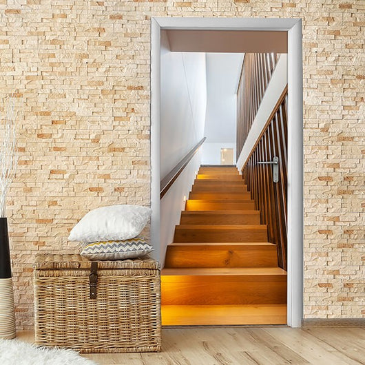 Decorazione per Porta Autoadesiva Facile da Applicare 210x83 cm Door Cover Stairs