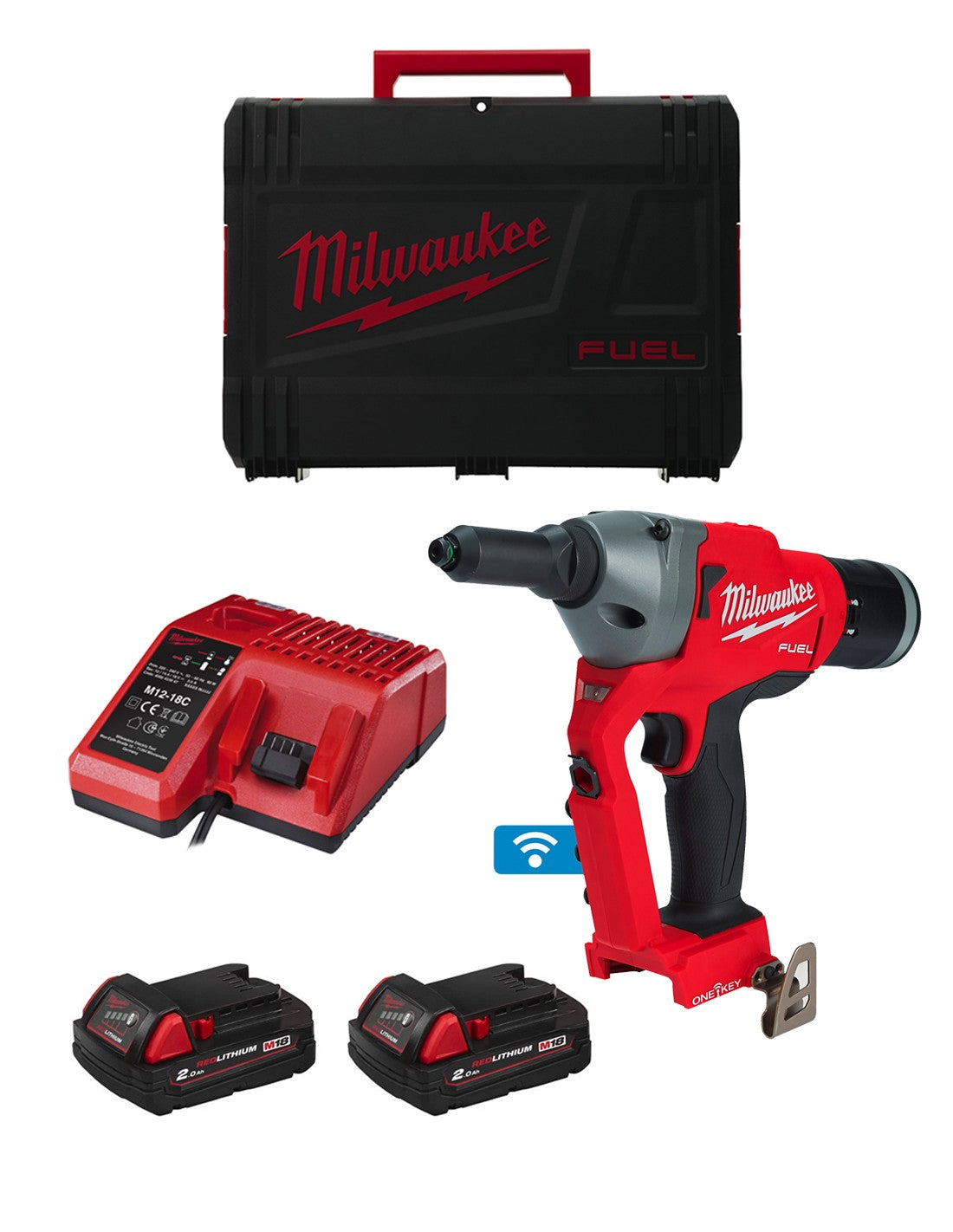 Rivettatrice Milwaukee M18ONEFPRT-202X (2 x 2,0 Ah + M12-18 FC + HD Box)
