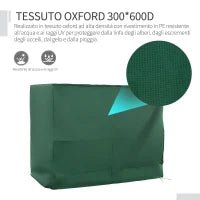 Copertura per Dondolo da Giardino a 3 Posti in Tessuto Oxford con Chiusura a Corda, 240x133x185 cm, Verde