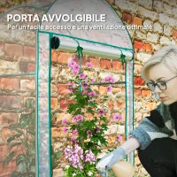 Serra a Parete con Sacco per Piante e Ingresso Avvolgibile, in Acciaio e Plastica, 89x50x152 cm, Trasparente