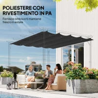 Copertura per Gazebo Pergola con 8 Fori di Drenaggio, in Poliestere UV30+, 286x245 cm, Grigio Scuro