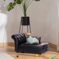 Divano Chaise Longue Elegante Imbottito Portata 10kg Animali Domestici 82.5 × 45 × 41.5cm Nero