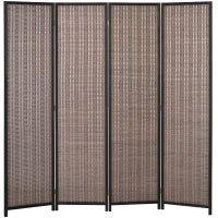Paravento in Legno, Separatore di Ambienti Pieghevole da 4 Pannelli, 180 x 180 cm, Marrone